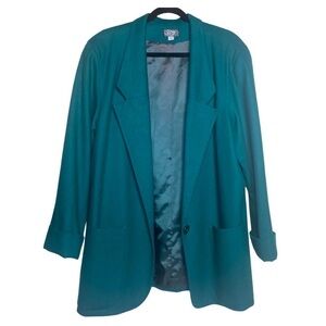 Vintage KGR Emerald Green Wool Blazer Made in USA Sz 16